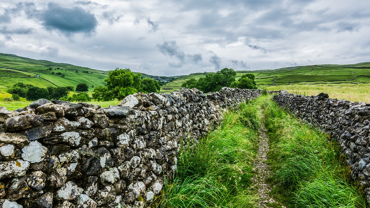 malham cove, stone wall, yorkshire dales